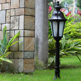 Modern Retro Black Outdoor Path Post Light Waterproof Garden Lawn Lantern with Glass Shade