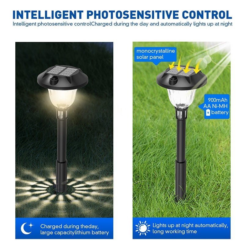 Modern RGB and Warm White Solar Pathway Lights Waterproof Outdoor Landscape Lamps 4 Pack