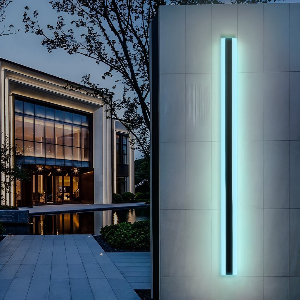 Modern RGB LED Long Strip Outdoor Wall Sconce Waterproof Exterior Lighting for Courtyard and Villa