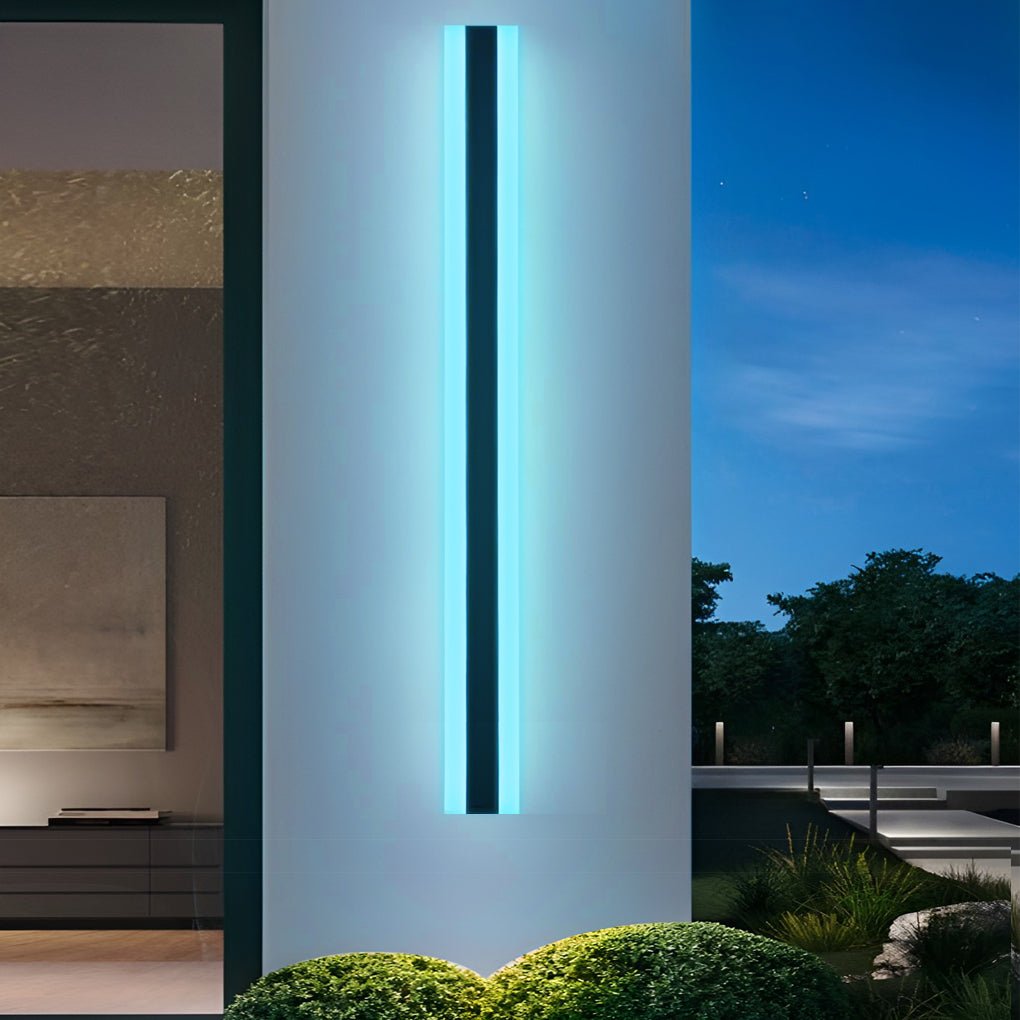 Modern RGB LED Long Strip Outdoor Wall Sconce Waterproof Exterior Lighting for Courtyard and Villa