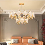 Modern Rhombus Crystal Chandelier Gold Geometric Ring LED Pendant Lighting for Luxury Interiors