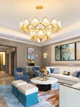 Modern Rhombus Crystal Chandelier Gold Geometric Ring LED Pendant Lighting for Luxury Interiors