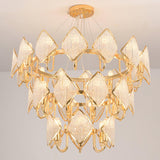 Modern Rhombus Crystal Chandelier Gold Geometric Ring LED Pendant Lighting for Luxury Interiors