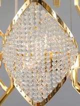 Modern Rhombus Crystal Chandelier Gold Geometric Ring LED Pendant Lighting for Luxury Interiors