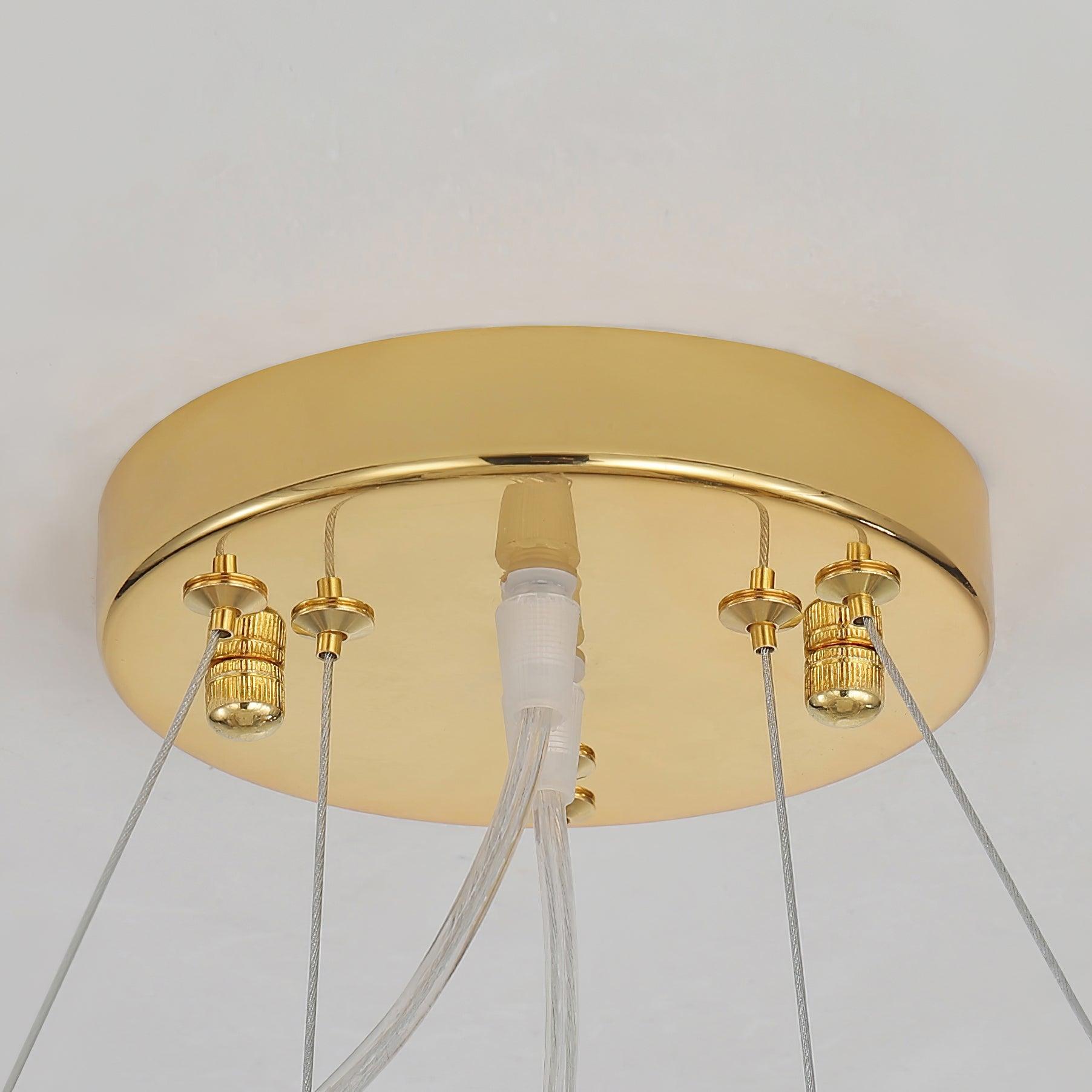 Modern Rhombus Crystal Chandelier Gold Geometric Ring LED Pendant Lighting for Luxury Interiors
