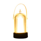 Modern Ribbed Glass Lantern LED Table Lamp Dimmable Bedside Ambient Lighting for Living Room and Bedroom