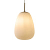 Modern Ribbed White Glass Cocoon Pendant Light Geometric Hanging Lamp with Brass Accents