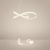 Modern Ribbon LED Chandelier with Remote Control Dimmable Lighting for Dining Room