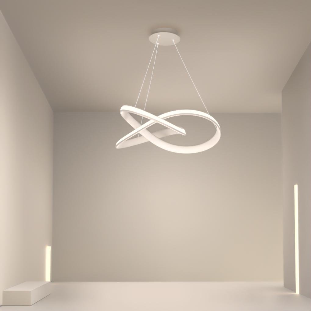 Modern Ribbon LED Chandelier with Remote Control Dimmable Lighting for Dining Room