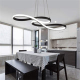 Modern Ribbon LED Pendant Light Geometric Wave Linear Chandelier for Kitchen Island and Dining Room