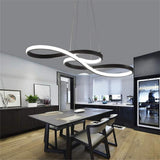 Modern Ribbon LED Pendant Light Geometric Wave Linear Chandelier for Kitchen Island and Dining Room