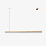 Modern Ribbon Textured LED Linear Pendant Light with Smoke Grey Glass Shade