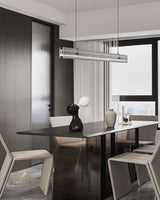 Modern Ribbon Textured LED Linear Pendant Light with Smoke Grey Glass Shade