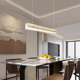 Modern Ribbon Textured LED Linear Pendant Light with Smoke Grey Glass Shade