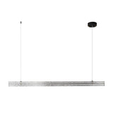 Modern Ribbon Textured LED Linear Pendant Light with Smoke Grey Glass Shade