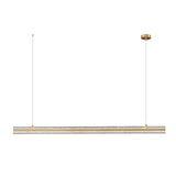 Modern Ribbon Textured LED Linear Pendant Light with Smoke Grey Glass Shade
