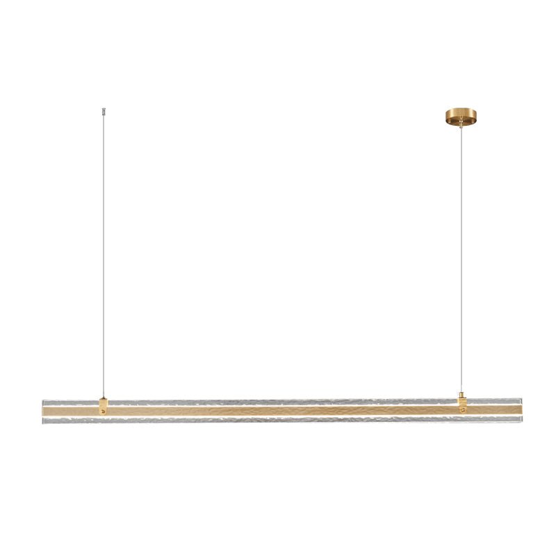 Modern Ribbon Textured LED Linear Pendant Light with Smoke Grey Glass Shade