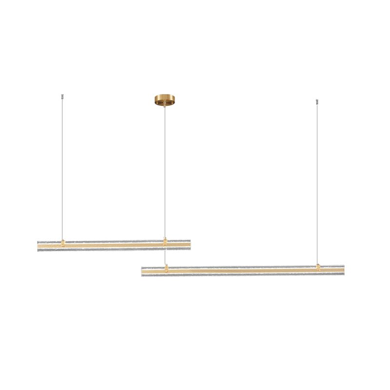 Modern Ribbon Textured LED Linear Pendant Light with Smoke Grey Glass Shade