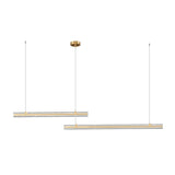 Modern Ribbon Textured LED Linear Pendant Light with Smoke Grey Glass Shade