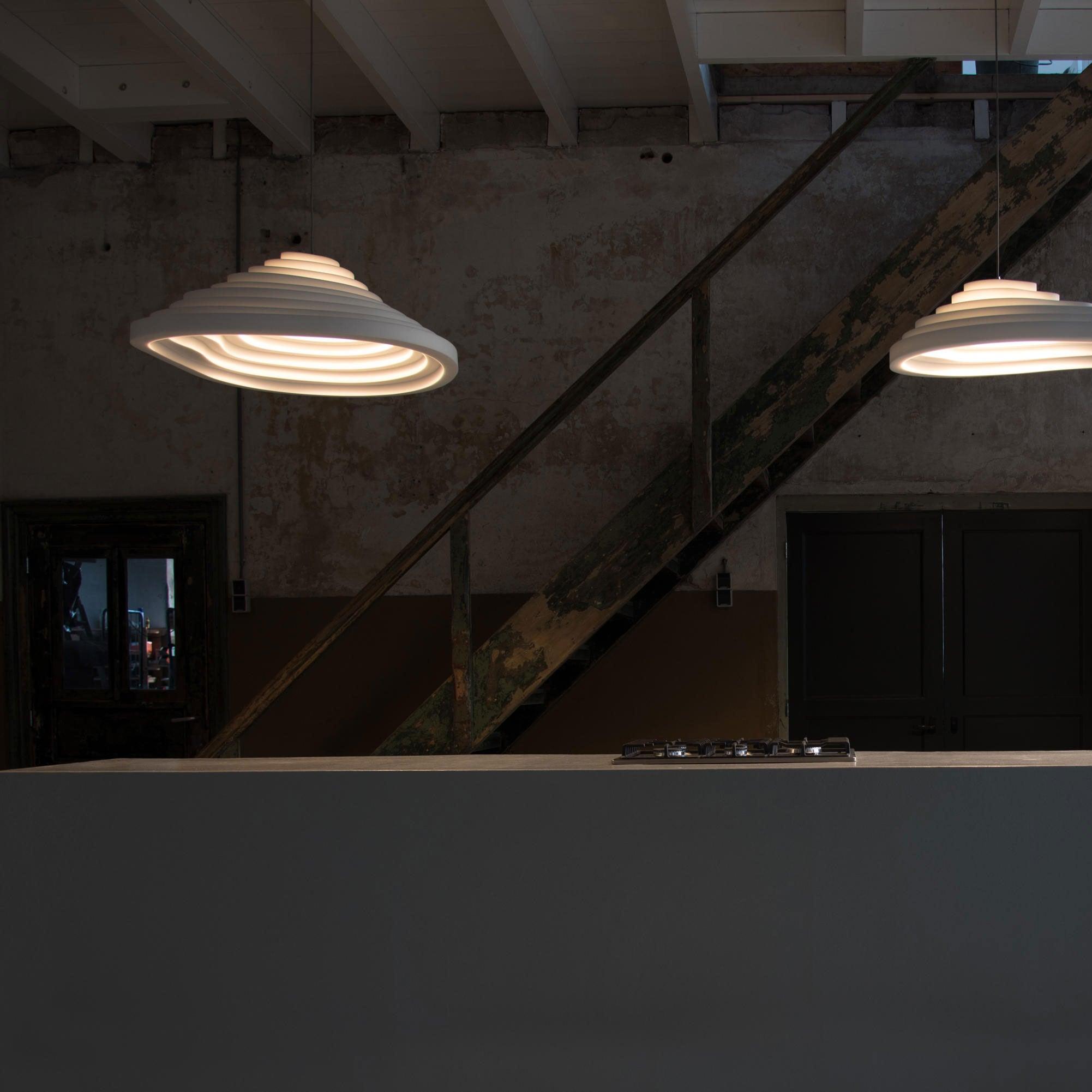 Modern Rice Field Acoustic Ceiling Lamp with Sound Absorbing Melamine Foam and Resin Finish