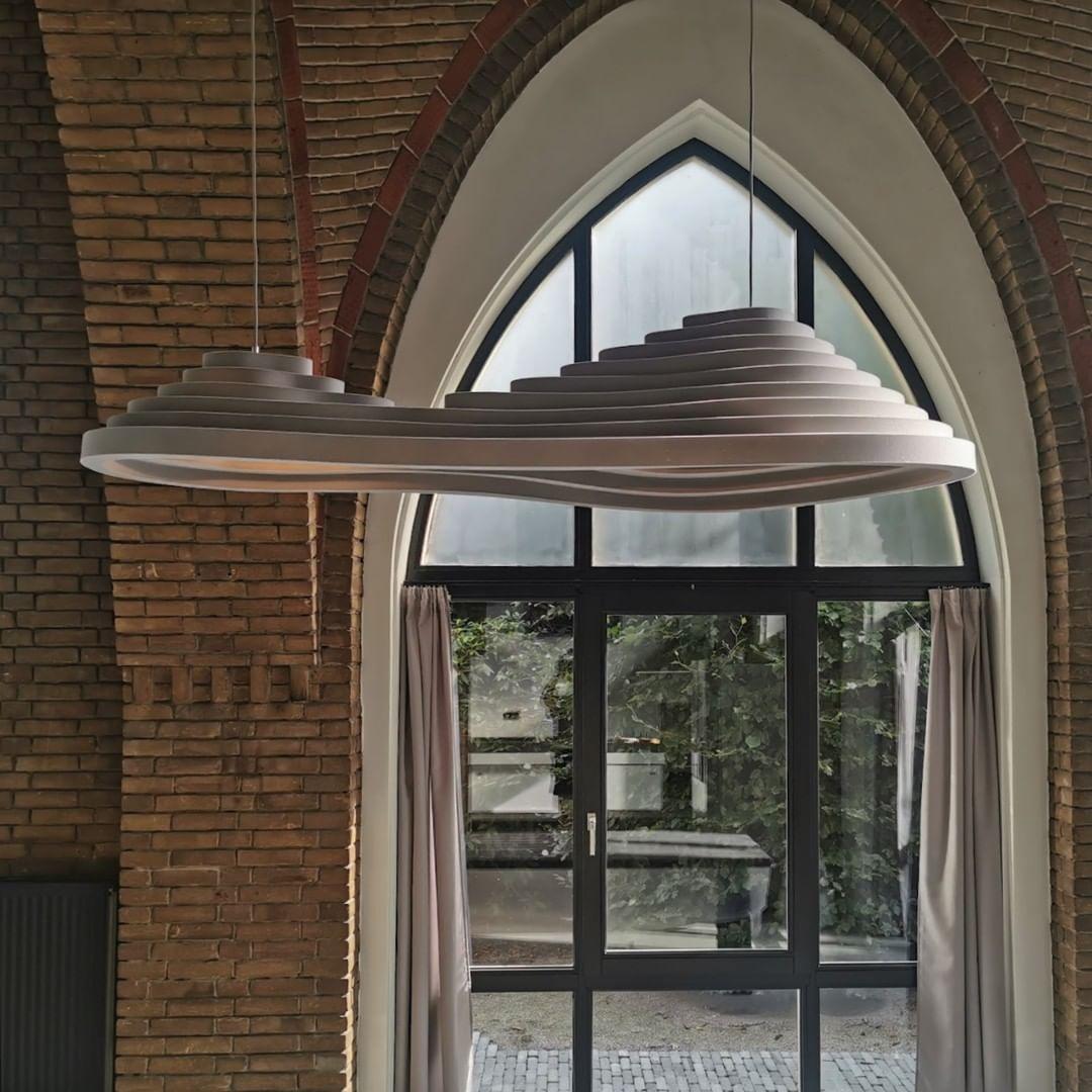 Modern Rice Field Acoustic Ceiling Lamp with Sound Absorbing Melamine Foam and Resin Finish