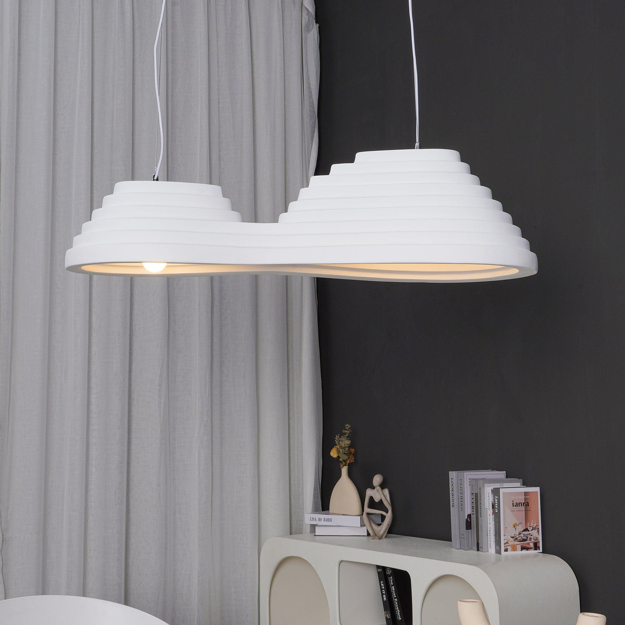 Modern Rice Field Sound Absorbing Resin Pendant Light Textured Acoustic Hanging Lamp for Offices and Homes
