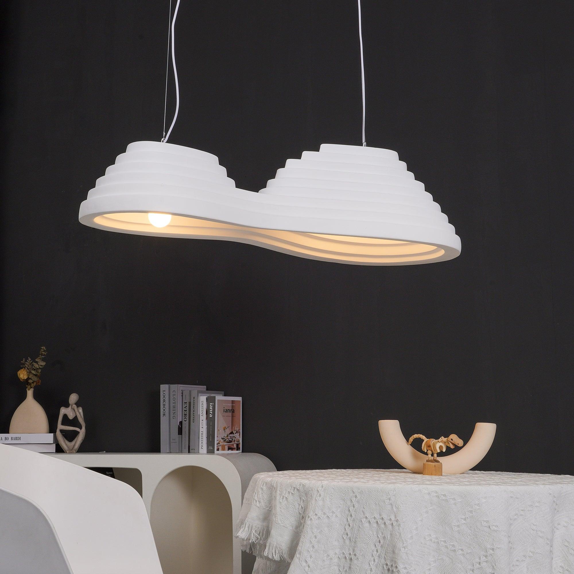 Modern Rice Field Sound Absorbing Resin Pendant Light Textured Acoustic Hanging Lamp for Offices and Homes