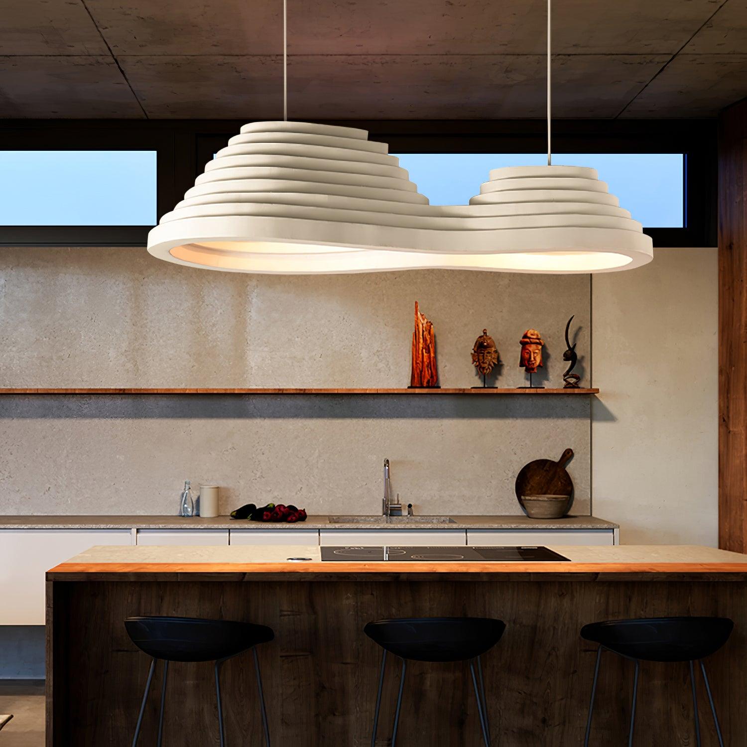 Modern Rice Field Sound Absorbing Resin Pendant Light Textured Acoustic Hanging Lamp for Offices and Homes