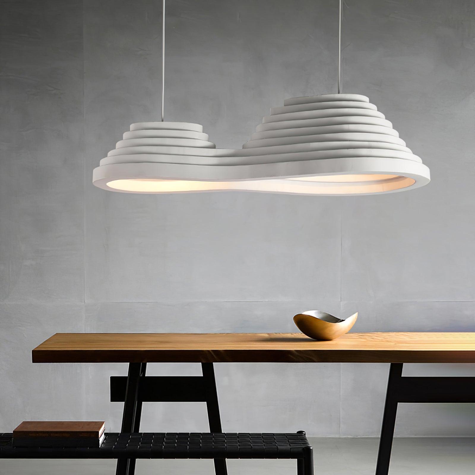 Modern Rice Field Sound Absorbing Resin Pendant Light Textured Acoustic Hanging Lamp for Offices and Homes