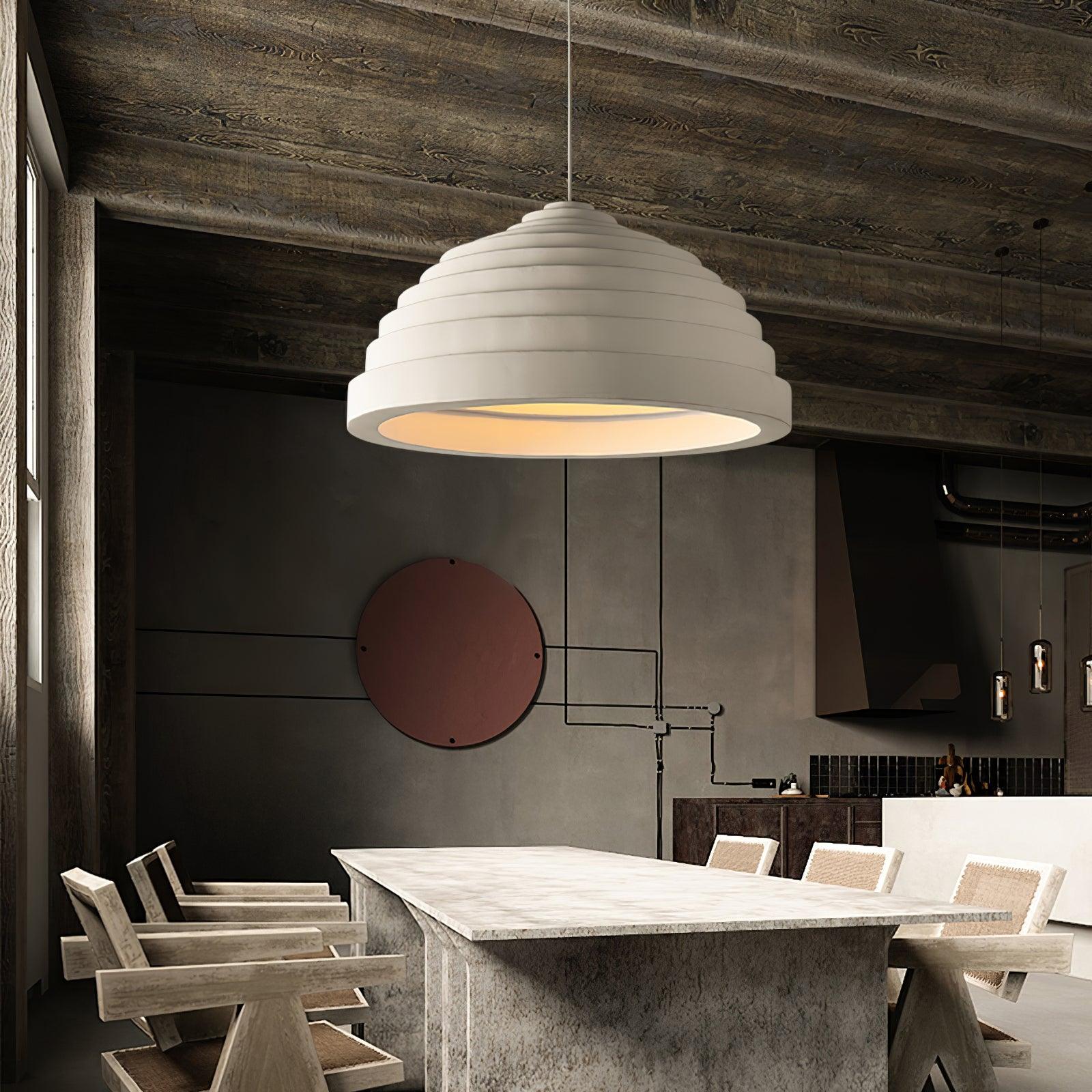Modern Rice Field Sound Absorbing Resin Pendant Light Textured Acoustic Hanging Lamp for Offices and Homes