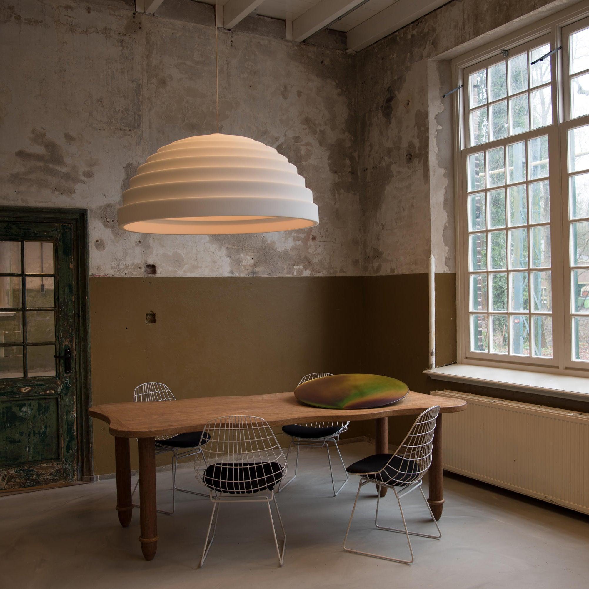 Modern Rice Field Sound Absorbing Resin Pendant Light Textured Acoustic Hanging Lamp for Offices and Homes