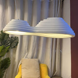 Modern Rice Field Sound Absorbing Resin Pendant Light Textured Acoustic Hanging Lamp for Offices and Homes