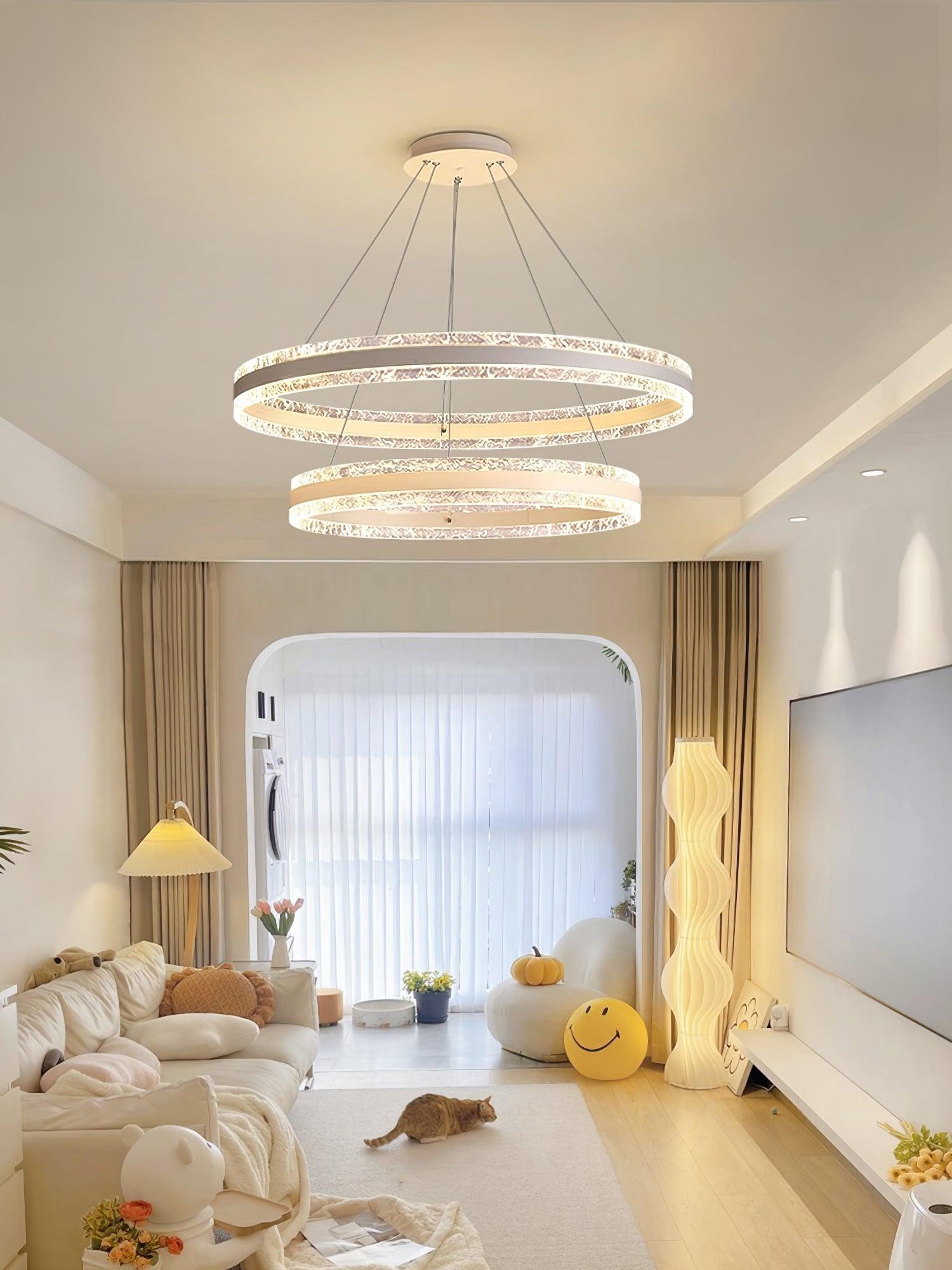 Modern Ring LED Pendant Light Circular Chandelier for Staircase and Entryway