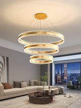 Modern Ring LED Pendant Light Circular Chandelier for Staircase and Entryway