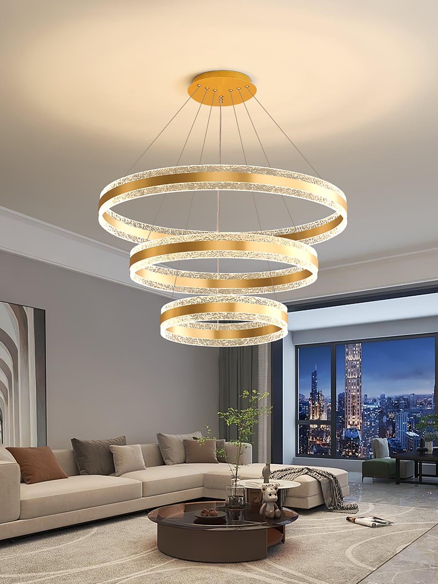 Modern Ring LED Pendant Light Circular Chandelier for Staircase and Entryway