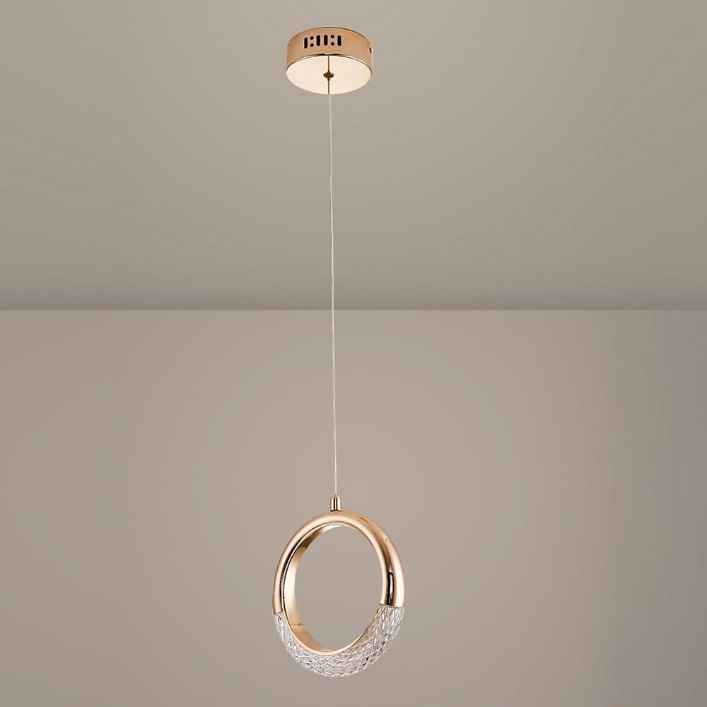 Modern Ring LED Pendant Light Electroplated Metal Circle Hanging Lamp for Dining Room and Bedroom