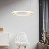 Modern Ring Shaped LED Pendant Light with Acrylic Shade and Adjustable Height for Living Room
