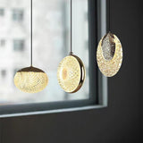 Modern Ring Shaped LED Pendant Light with Electroplated Metal and Acrylic Shade for Dining Room
