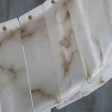 Modern Rock Alabaster Round Chandelier with Brass Hardware for Dining Room