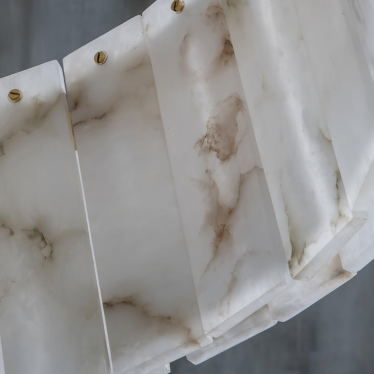 Modern Rock Alabaster Round Chandelier with Brass Hardware for Dining Room
