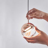 Modern Rose Gold Crystal Globe LED Pendant Light Adjustable Hanging Lamp for Dining Room