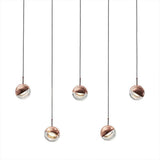 Modern Rose Gold Crystal Globe LED Pendant Light Adjustable Hanging Lamp for Dining Room
