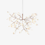 Modern Rose Gold Firefly LED Chandelier Contemporary Nature Inspired Leaf Pendant Lighting