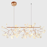 Modern Rose Gold Firefly LED Chandelier Contemporary Nature Inspired Leaf Pendant Lighting
