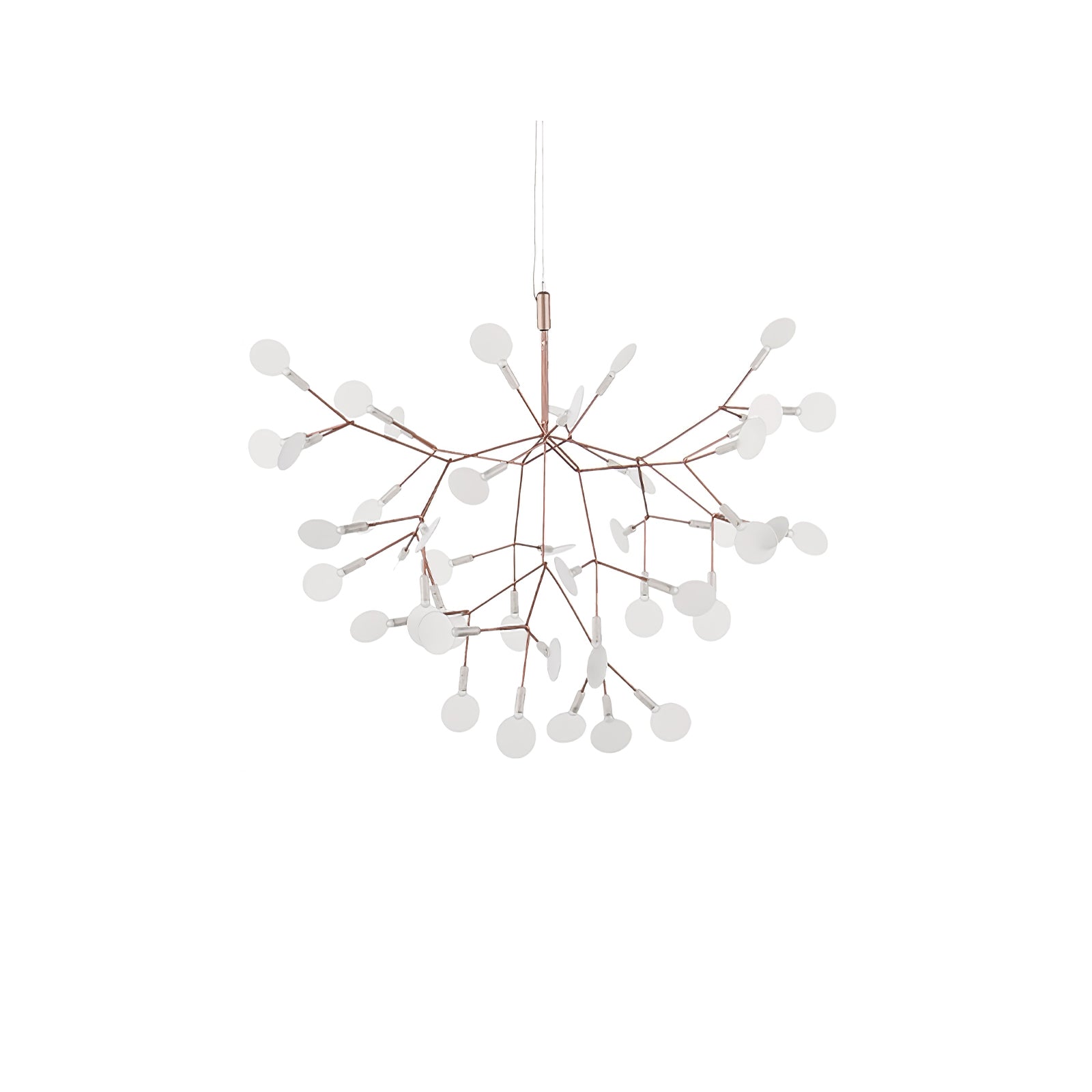 Modern Rose Gold Firefly LED Chandelier Contemporary Nature Inspired Leaf Pendant Lighting