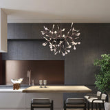 Modern Rose Gold Firefly LED Chandelier Contemporary Nature Inspired Leaf Pendant Lighting