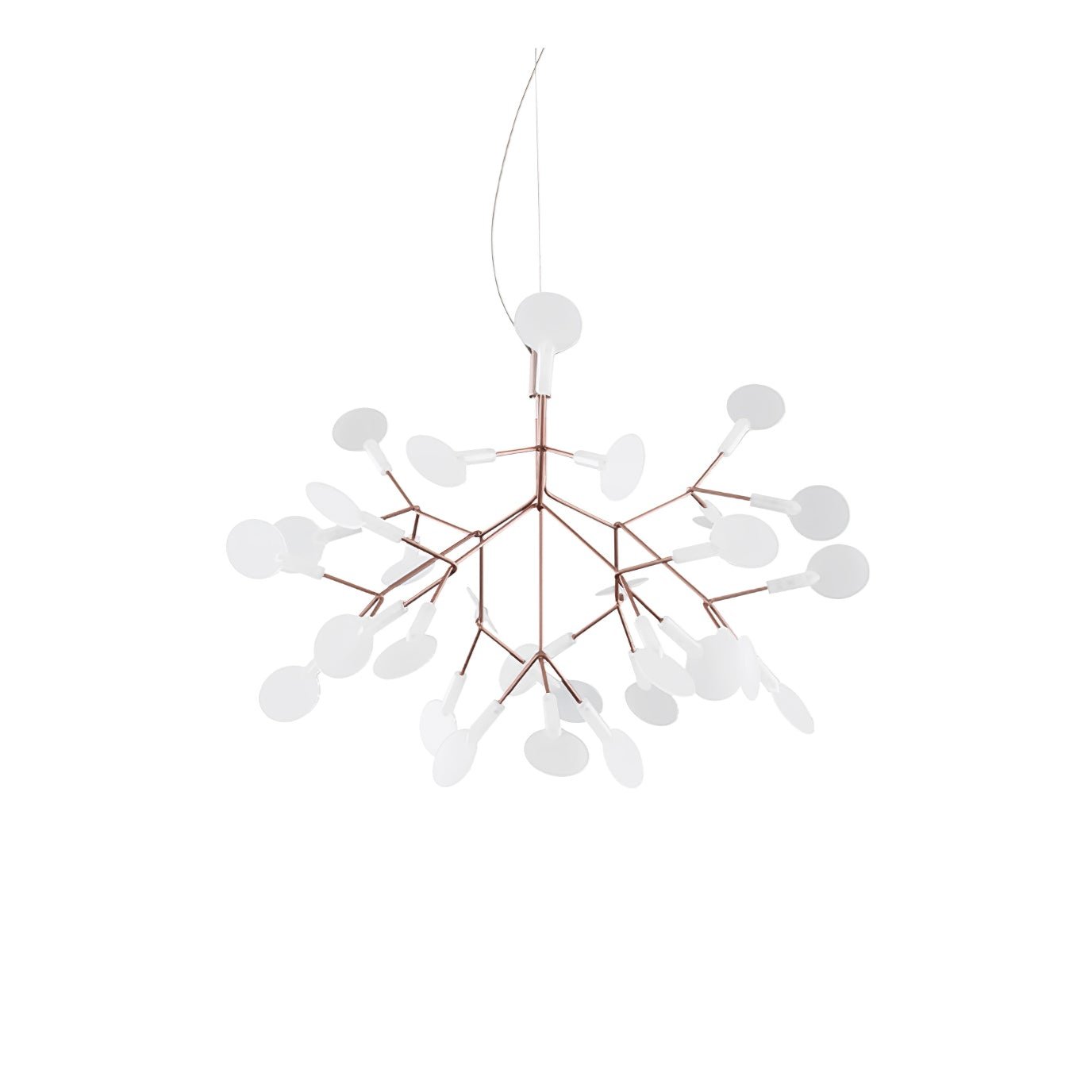 Modern Rose Gold Firefly LED Chandelier Contemporary Nature Inspired Leaf Pendant Lighting