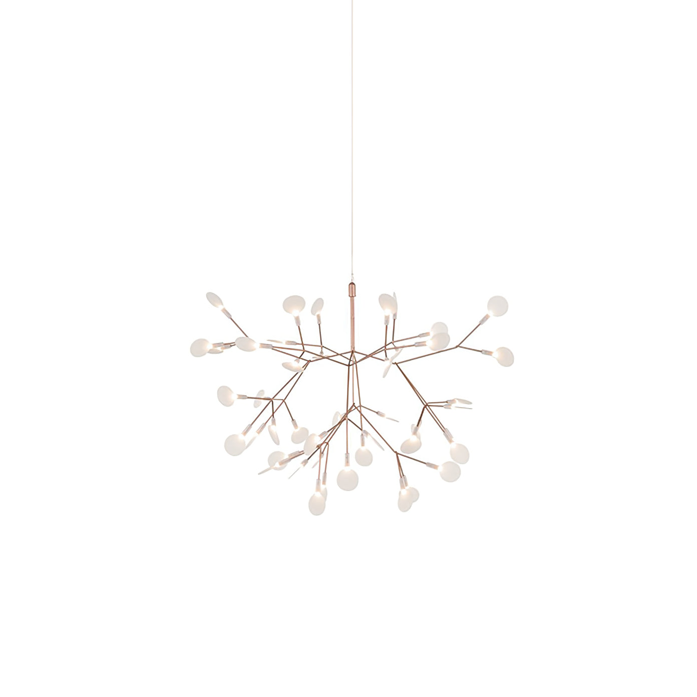 Modern Rose Gold Firefly LED Chandelier Contemporary Nature Inspired Leaf Pendant Lighting