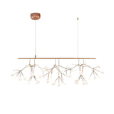 Modern Rose Gold Firefly LED Chandelier Contemporary Nature Inspired Leaf Pendant Lighting