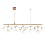 Modern Rose Gold Firefly LED Chandelier Contemporary Nature Inspired Leaf Pendant Lighting